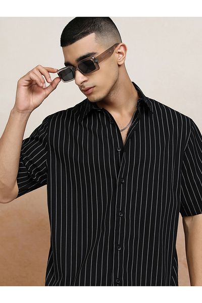 Highlander By Styli Striped Cotton Boxy Fit Shirt