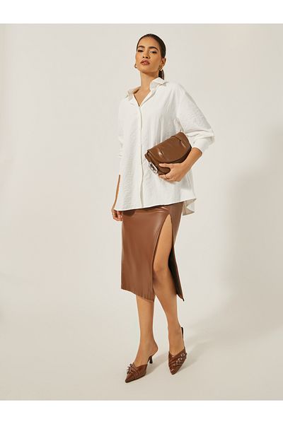 Styli Oversized Drop Shoulder Shirt with Tie-Up Detail