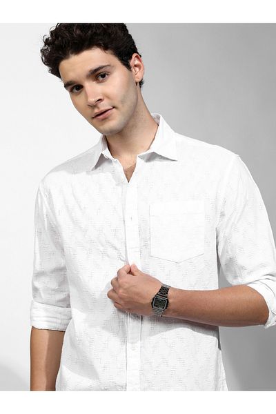 Highlander By Styli Textured Regular Fit Collared Shirt with Pocket