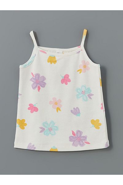 LC Waikiki Lcw Square Collar Printed Girls' Undershirt 2 Pack