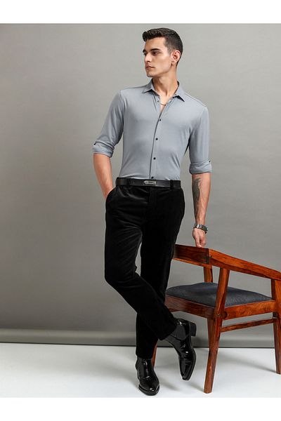 Highlander By Styli Solid Slim Fit Collared Shirt