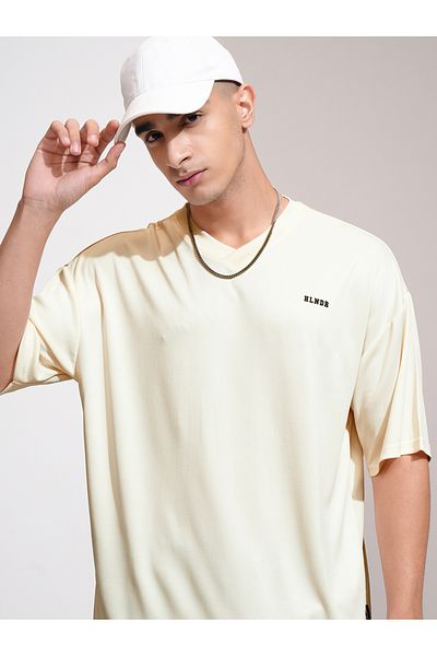 Highlander By Styli Solid Embroidered V-Neck Oversized T-Shirt
