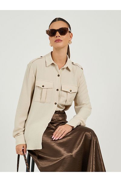 Styli Regular Fit Collared Shirt with Utility Pocket Detail