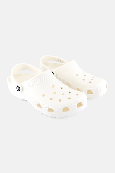 Crocs قبقاب رجالي كلاسيكي بفتحة خلفية، أبيض