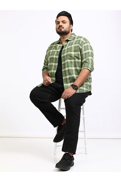Highlander By Styli Plus Size Checked Spread Collar Relaxed Fit Shirt