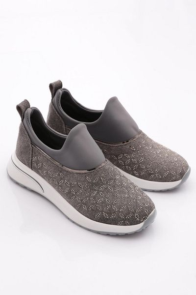 DGN Iron Stone Gray Suede White Women's Sneakers - 51535105