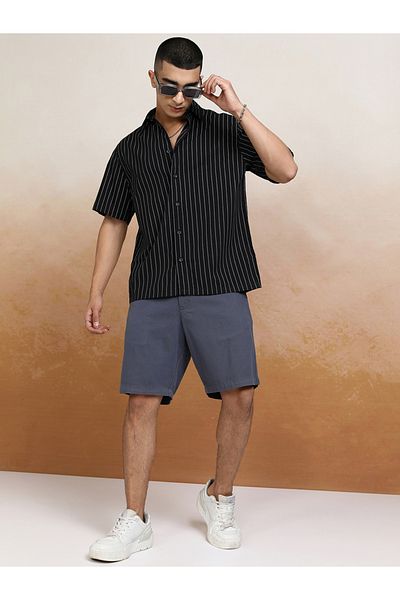 Highlander By Styli Striped Cotton Boxy Fit Shirt