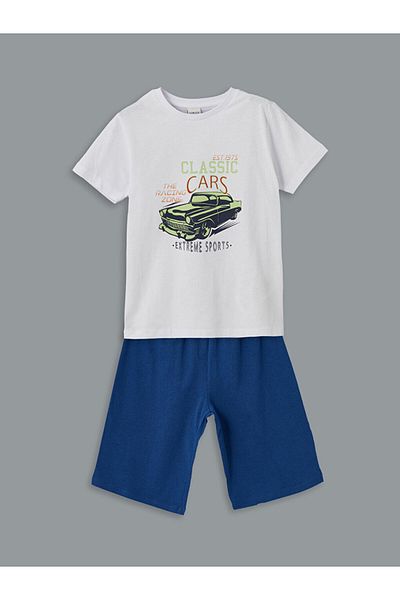 LC Waikiki Set de pijamale pentru băiat cu gât crew cu pantaloni scurți