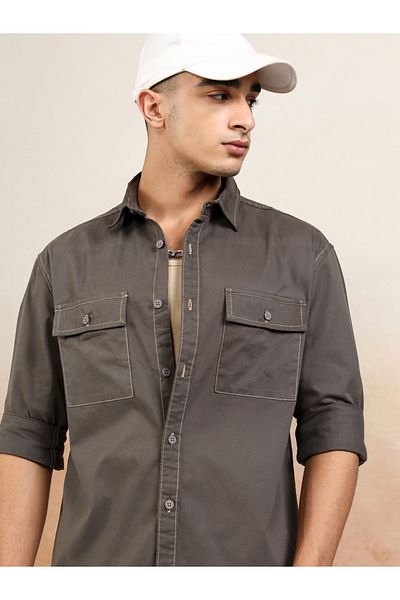 Highlander By Styli Relaxed Fit Collared Shirt with Pockets