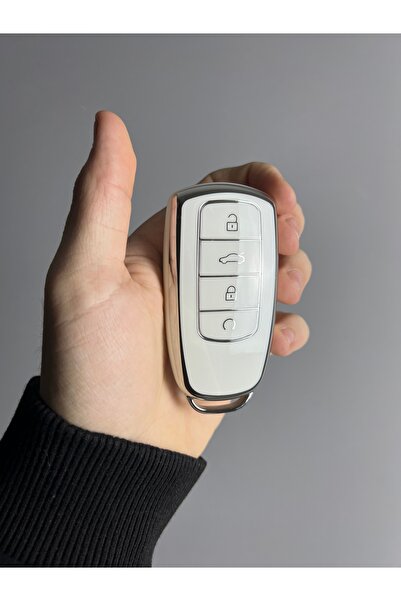 Chery Tiggo 8 Plus Nano Husă din silicon Alb Argintiu 4 Butoane