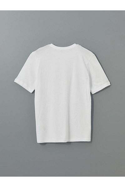 LC Waikiki Ανδρικό μπλουζάκι LCWAIKIKI Classic White Crew Neck Ephesus με στάμπα από βαμβακερό χτενισμένο βαμβάκι