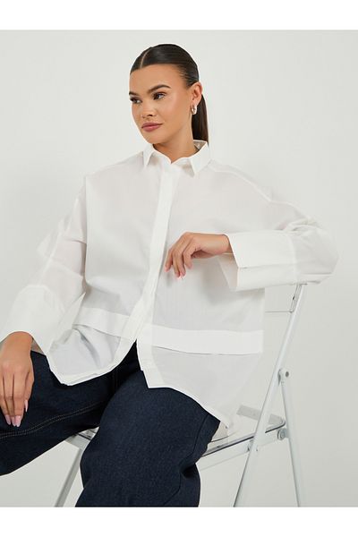 Styli Oversized Buttoned Shirt with Panel Detail