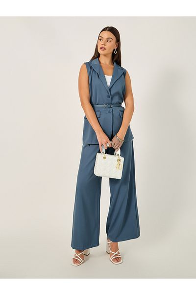 Styli Solid Regular Fit Longline Waistcoat with Belt