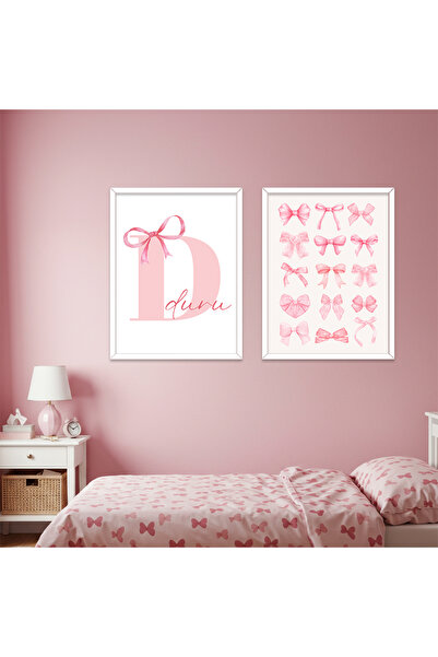 Peppy Rooms Beyaz Çerçeveli Tablo Fiyonk,Kurdele,İsimli Tablo, Dekorasyon PEP...