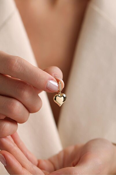 Tufanlar Kuyumculuk 14 Ayar Taşlı Kolay Kilit Kalp Altın Charm