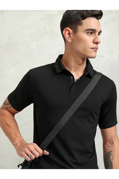 Highlander By Styli Solid Regular Fit Polo Neck T-Shirt