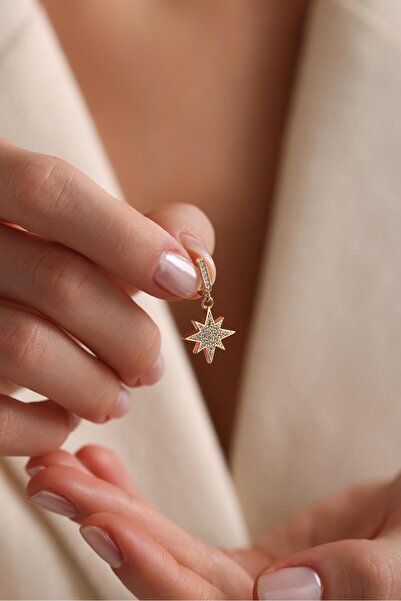 Tufanlar Kuyumculuk 14 Ayar Kolay Kilit Taşlı Şimal Yıldızı Altın Charm