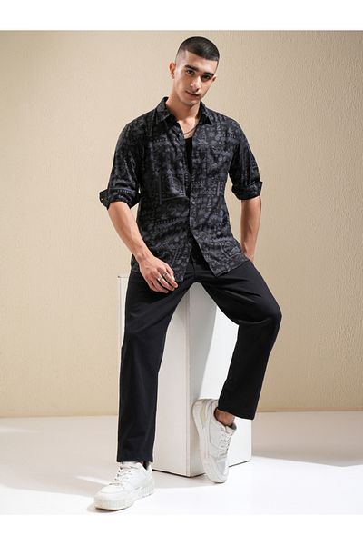 Highlander By Styli Printed Regular Fit Collared Shirt