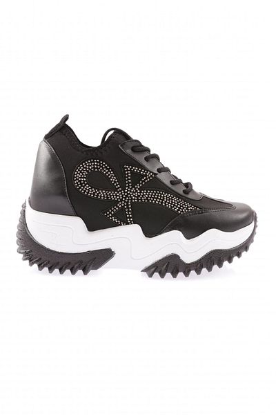 DGN Pantofi pantofi de damă cu talpă groasă Mega Silver Stone Negru 3642831