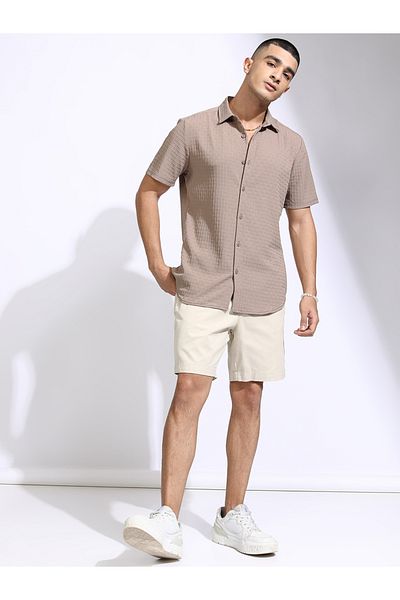 Highlander By Styli Textured Regular Fit Collared Shirt