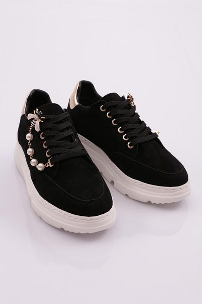 DGN Women's Black Suede Sneakers - 21193118