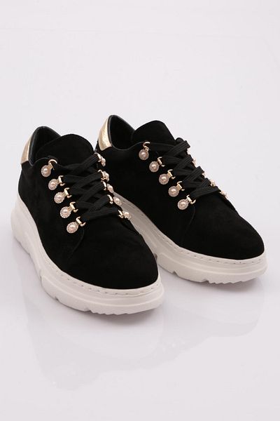 DGN 1009 Pantofi de damă din piele intoarsa neagra