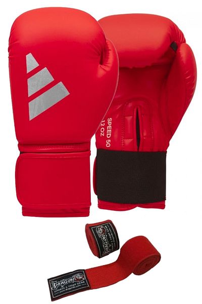 adidas Boxing Gloves Kick Boxing Muay Thai Boxing Gloves and Bandage Set of 2