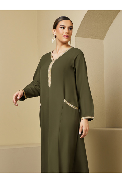 Styli Lace Insert Detail A-Line Jalabiya