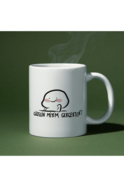 rk tasarım Am I Beautiful? Really Written Fun Special Design Printed Mug