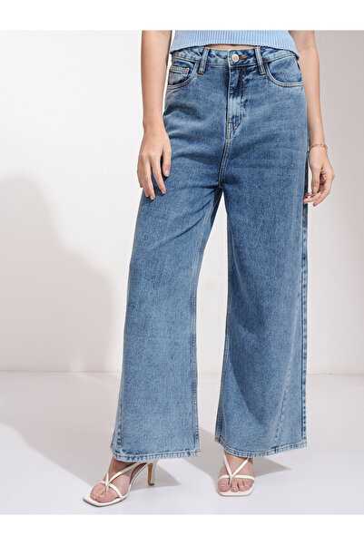 Tokyo Talkies By Styli High-Rise Wide Leg Faded Jeans