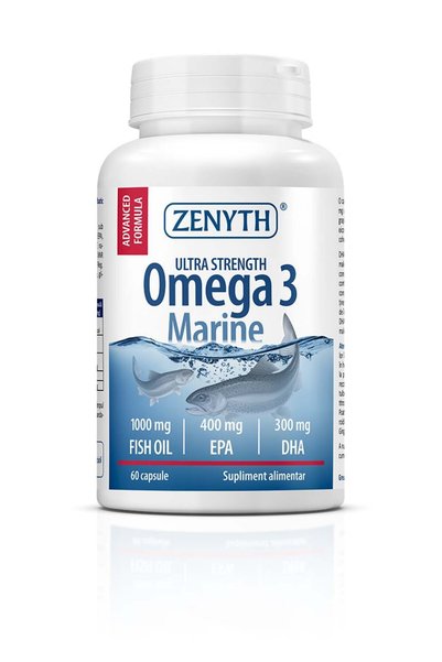ZENYTH Omega 3 Marine, Fish Oil With High Content Of Epa (400 MG) And Dha (300 MG), 60 Soft Capsules