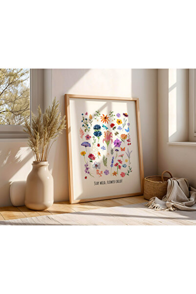 Peppy Rooms Doğal Ahşap Çerçeveli Tablo Çiçek,Dekorasyon PEPPY-115