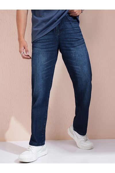 Highlander By Styli Mid-Rise Straight Fit Faded Jeans