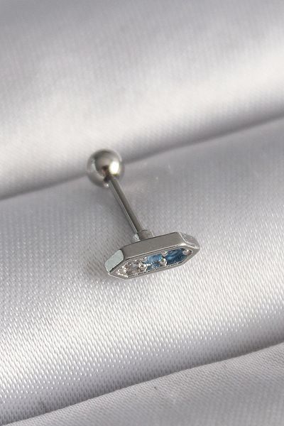 shopwave 316L Steel Silver Color Blue Zircon Stone Tragus Piercing