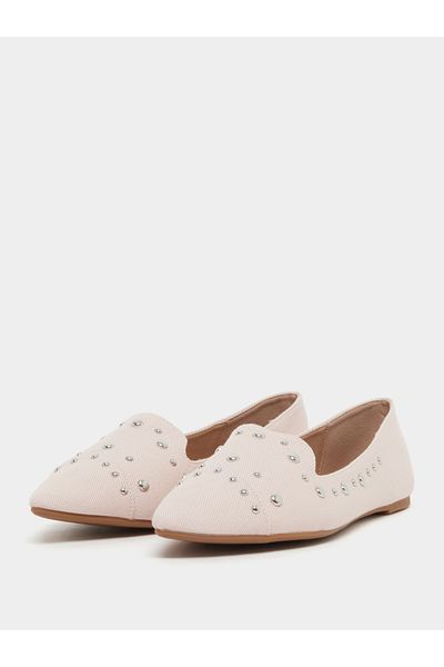 Styli Suede Embellished Slip On Pointed Toe Shoes