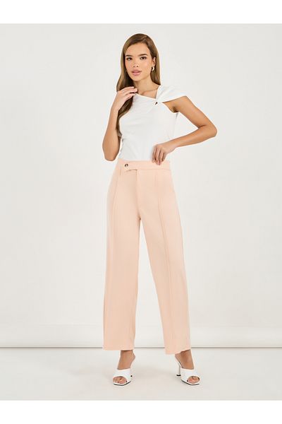 Styli Solid Pintuck Detail Straight Fit Pants