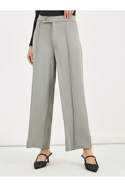 Styli Solid Pintuck Detail Straight Fit Pants
