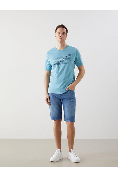 LC Waikiki Tricou pentru bărbați din bumbac pieptănat cu mânecă scurtă, cu decolteu clasic LCWAIKIKI