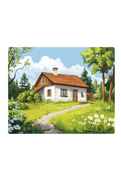lili hediyelik Mousepad with Printed House Theme in the Village 17.5X21.5 cm