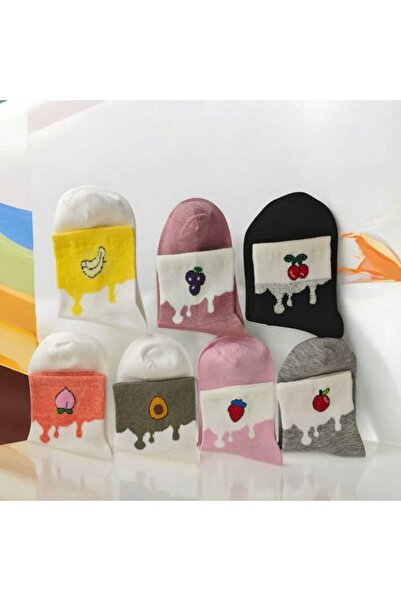 HAYEL Șosete de damă, multicolore, cu modele de fructe, 7 perechi