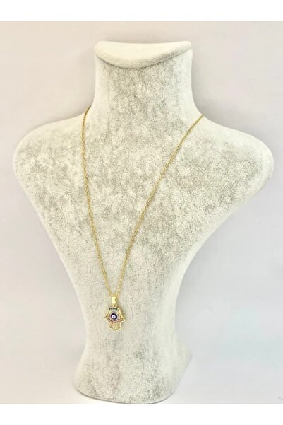 stainless steell altın renk zincirli fatımanın eli çelik kolye