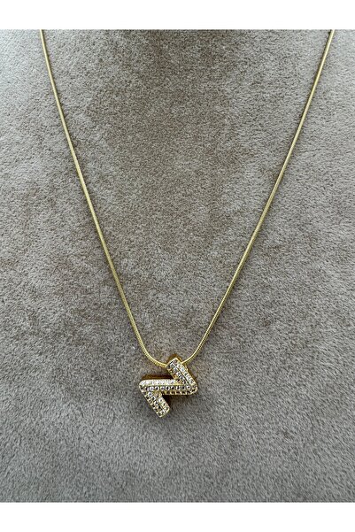 simplicist Taşlı Minimal Z Harf Çelik Kolye 40-5 Cm