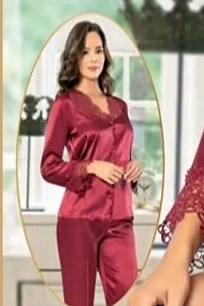 Xses 1001 Women's Dowry Satin 6 Piece Set-Burgundy