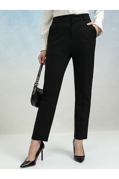 Tokyo Talkies By Styli Mid Rise Tapered Fit Trousers