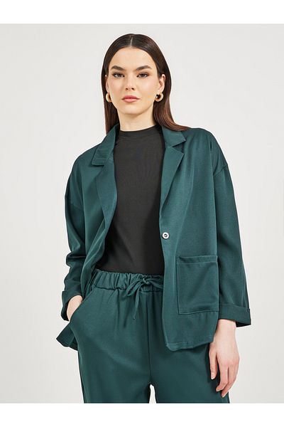 Styli Plain Notch Lapel Buttoned Blazer and Pants Co-Ords