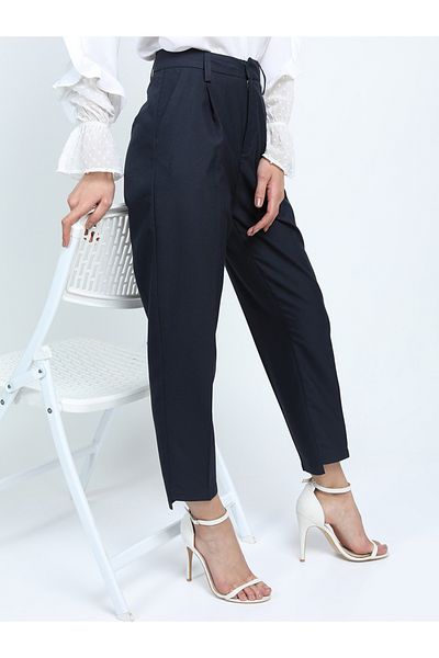 Tokyo Talkies By Styli Mid Rise Tapered Trousers with Belt Loop