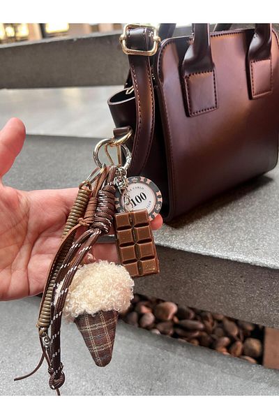 ALZ COUTURE Bag Accessory Charm with Ice Cream and Chocolate Figures