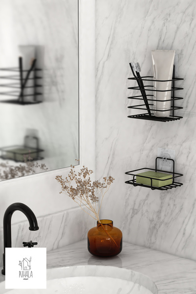 PUHALA HOUSE Suport adeziv pentru periuță de dinți și suport pentru săpun sol...