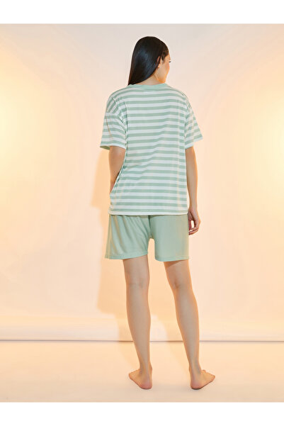 Take Two By Styli Striped Dropped Shoulder T-Shirt and Shorts Set