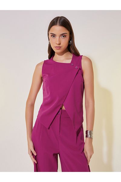 Take Two By Styli Solid Asymmetric Hem Vest Top and Pants Co-Ords